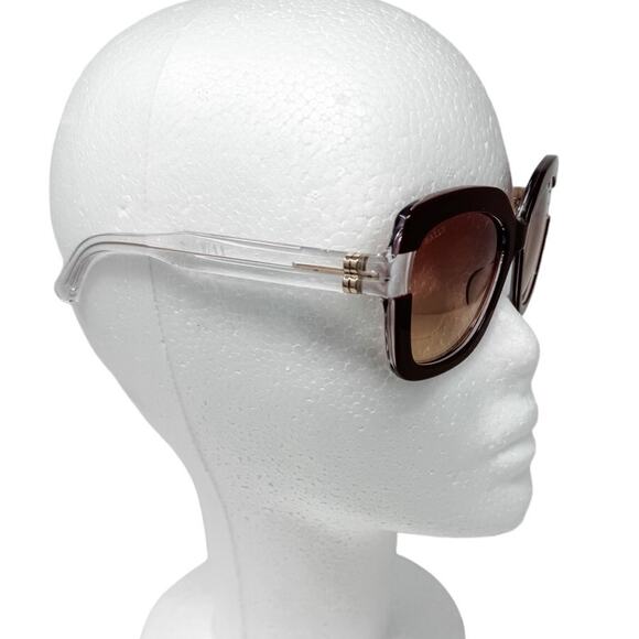 Bally Oversized Square Butterfly Sunglasses Burgundy Red with case BY0020H - Picture 9 of 9